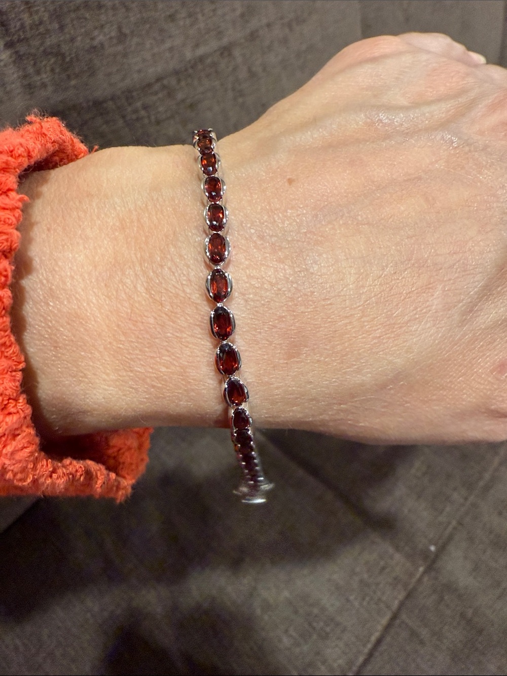 Affinity Gems Sterling Silver Oval Cut Garnet Tennis Bracelet